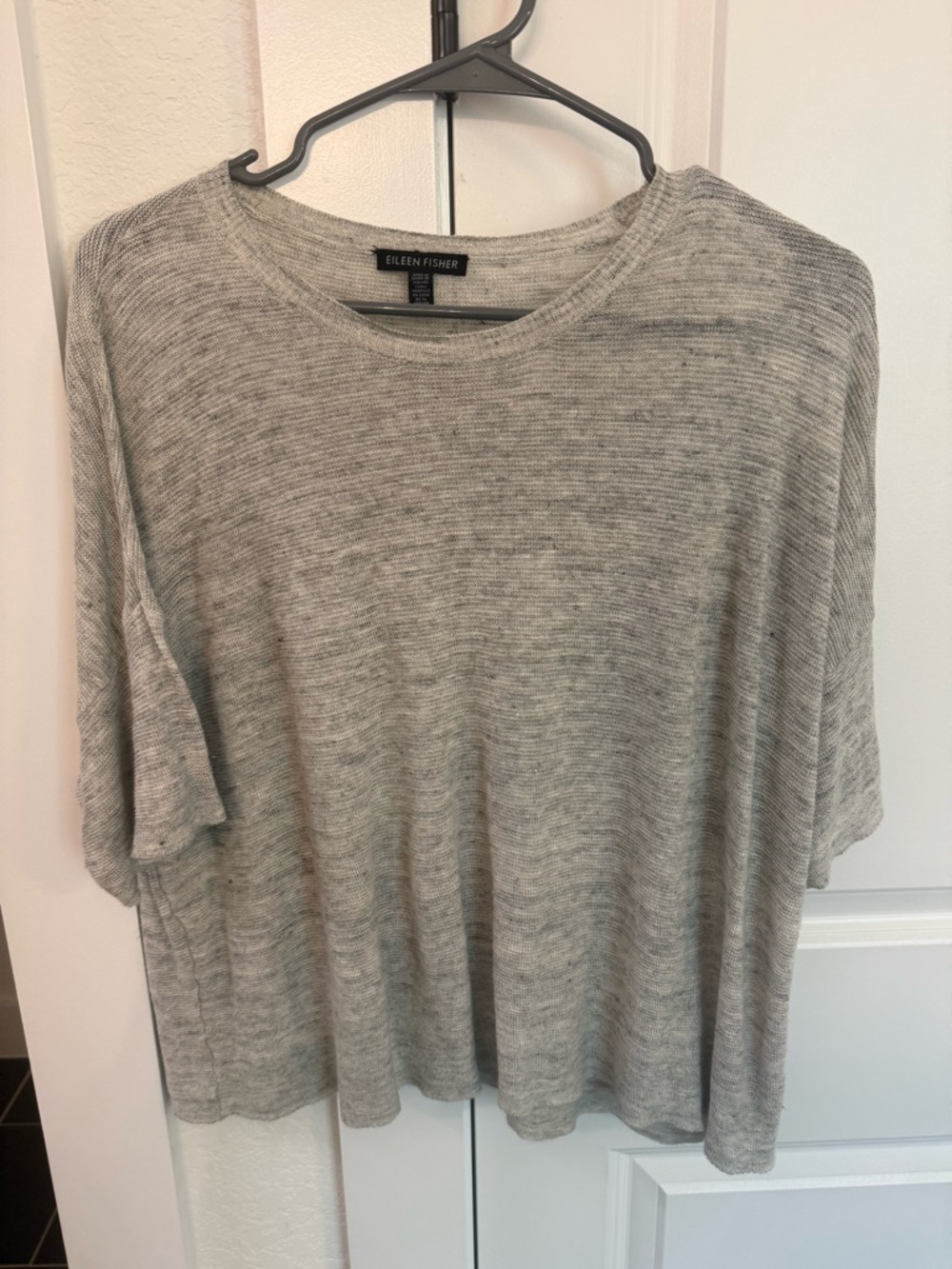 Eileen Fisher Heather Gray Short-Sleeve Knit Tee